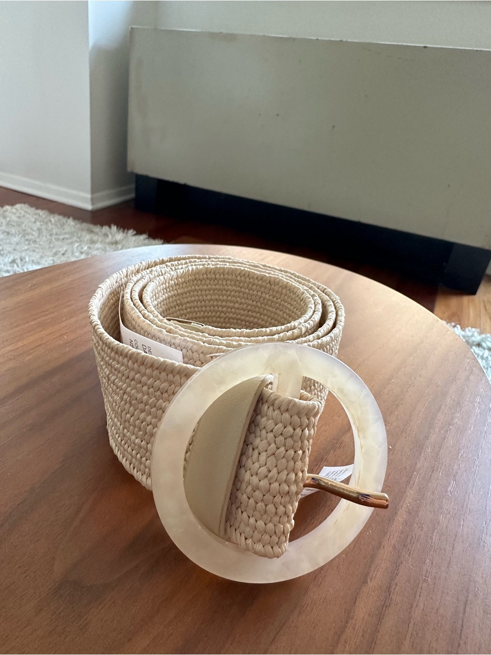 J Crew Neutral Woven Rope Belt with Round Buckle - Cream
